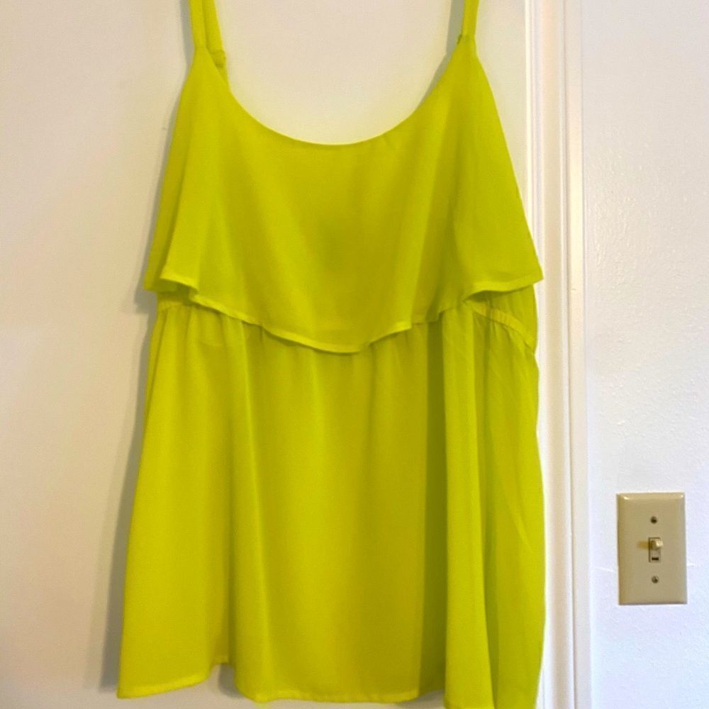 TORRID Neon Frill Layered Ruffle Spaghetti Strap Tank Top Shirt Blouse P…